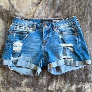 Ripped jean shorts